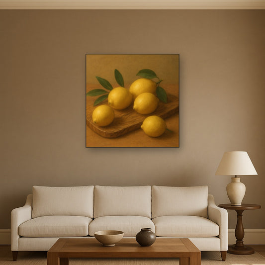 Meyer Lemons on Olive Wood Board No. 8 Oil Painting - View 2