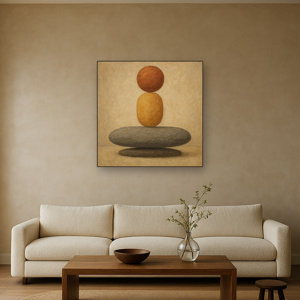 Ashen Earth and Ochre Balance Oil Painting - View 2