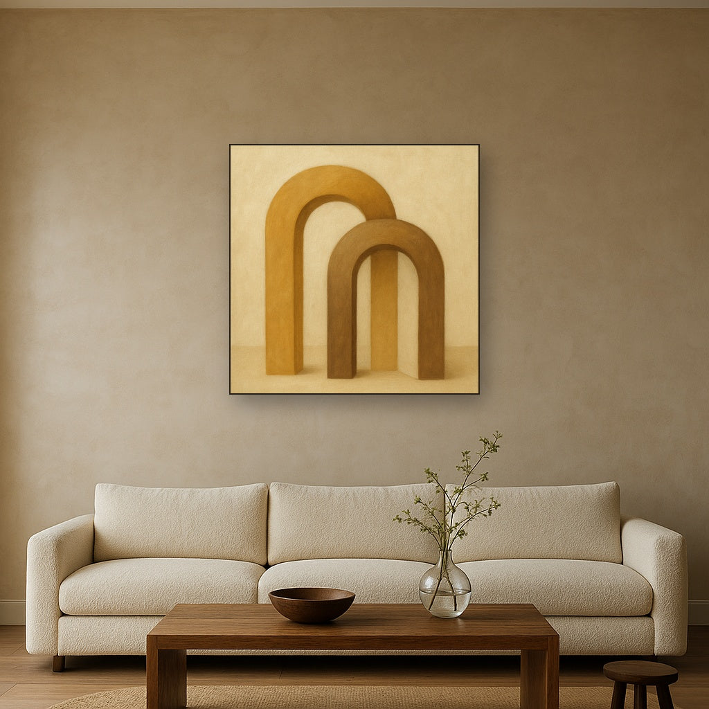 Minimalist Japandi Archways No. 10 - Modern Fine Art Oil Painting - View 2