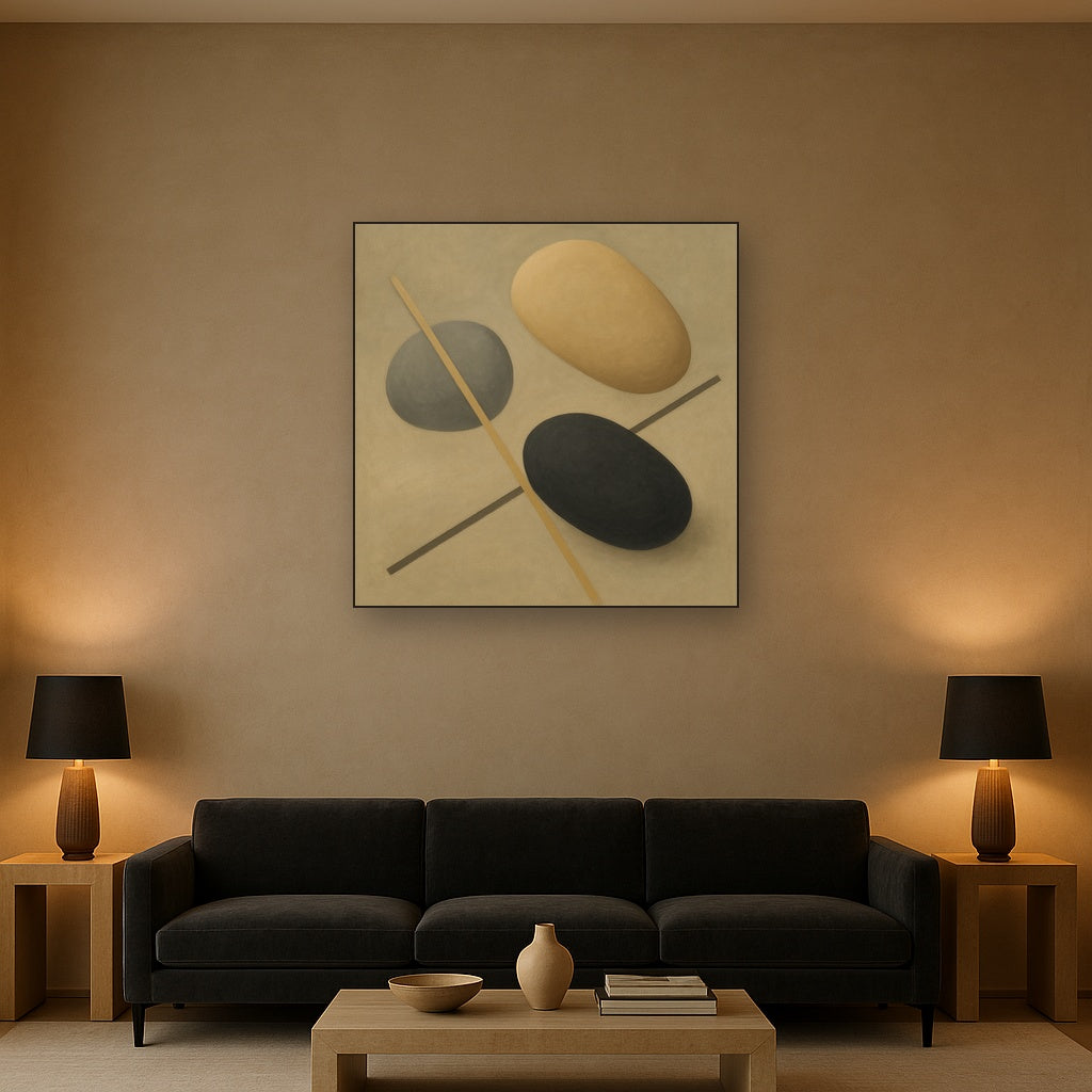 Organic Pebble Contours & Slanted Lines No. 11 Oil Painting - View 2