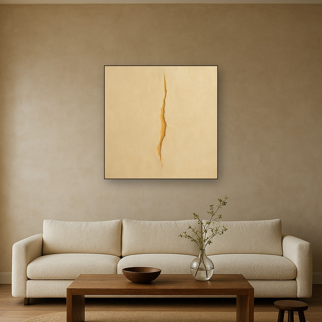 Tactile Stucco & Ochre Rift No. 9 - Modern Fine Art Oil Painting - View 2