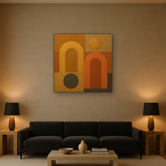 Arch & Circle Equilibrium in Warm Earth Tones No. 5 Oil Painting - View 2
