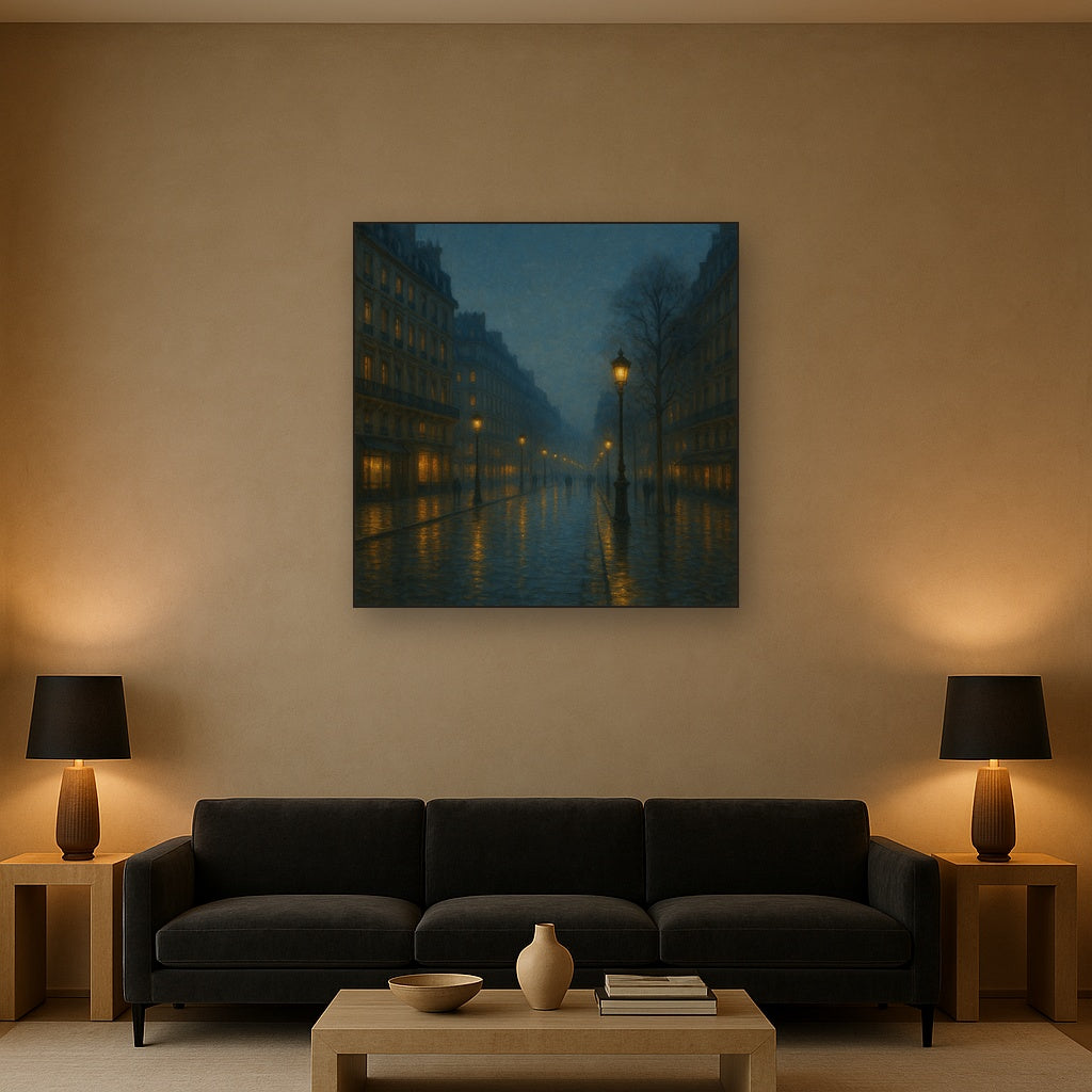 Rainy Parisian Boulevard at Twilight No. 28 Oil Painting - View 2