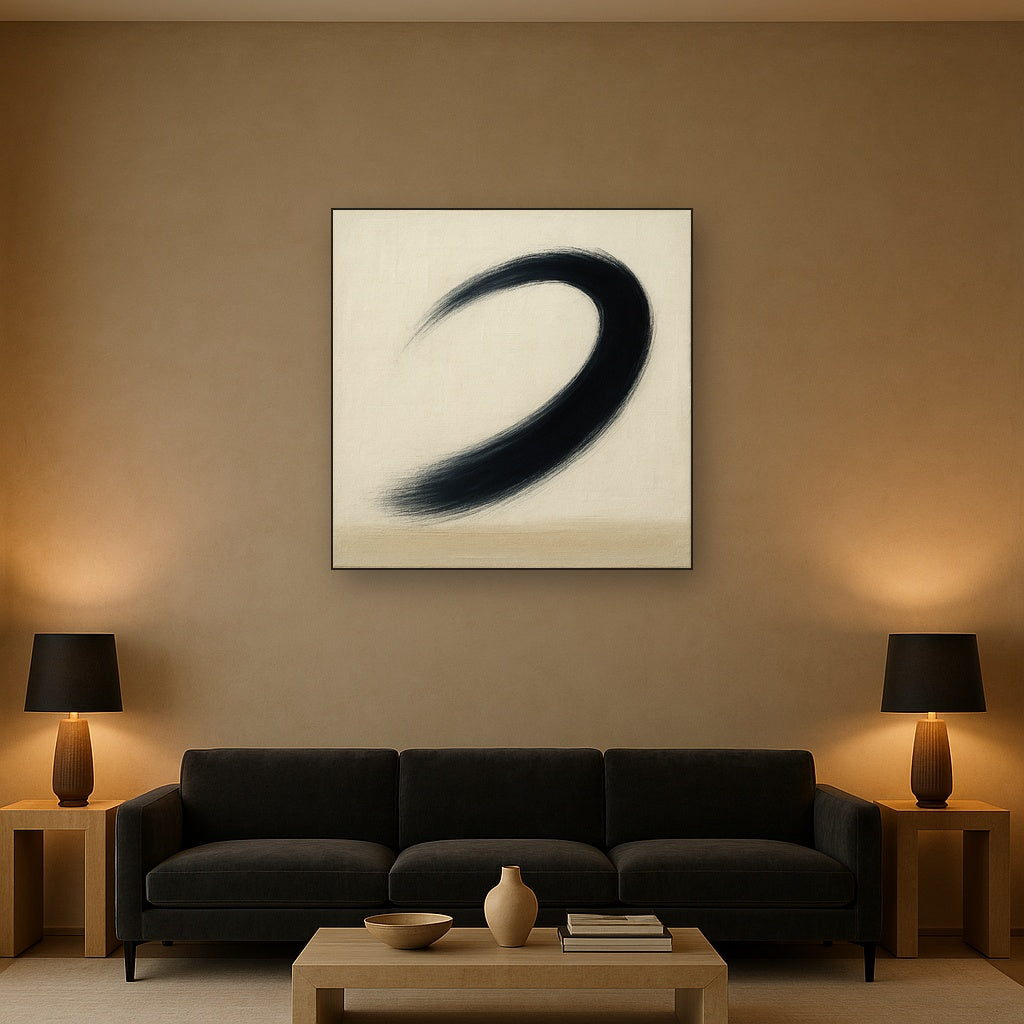 Monochrome Brushstroke Void No. 5 - Modern Fine Art Oil Painting - View 2