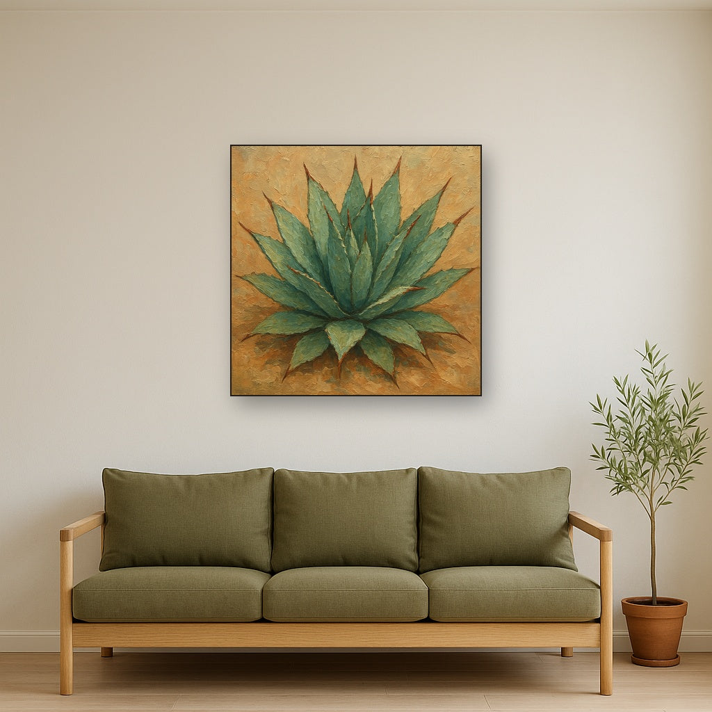 Wild Desert Agave Botanical Oil Painting - View 2
