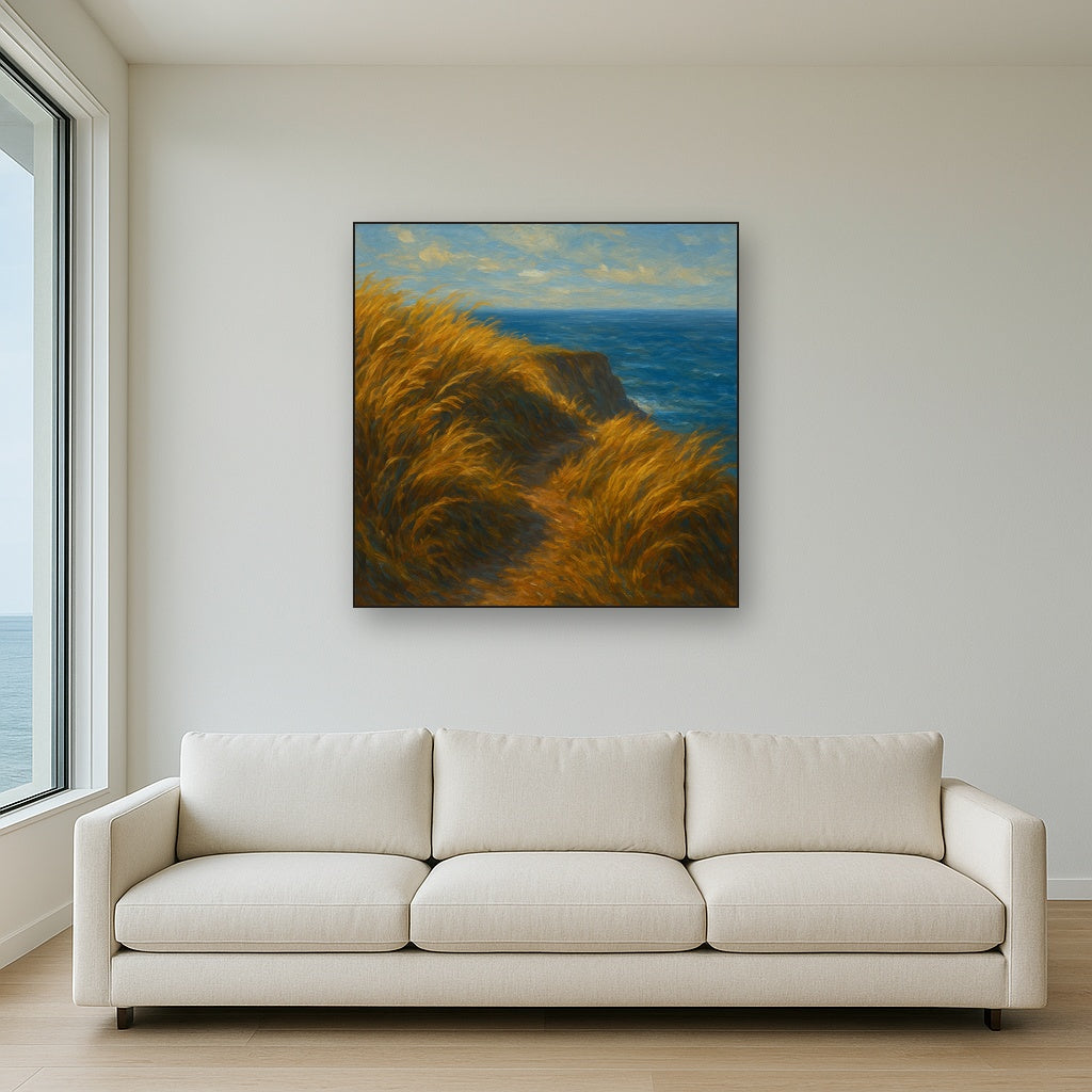 Wild Coastal Grasses on Windswept Bluff No. 6 Fine Art Oil Painting - View 2