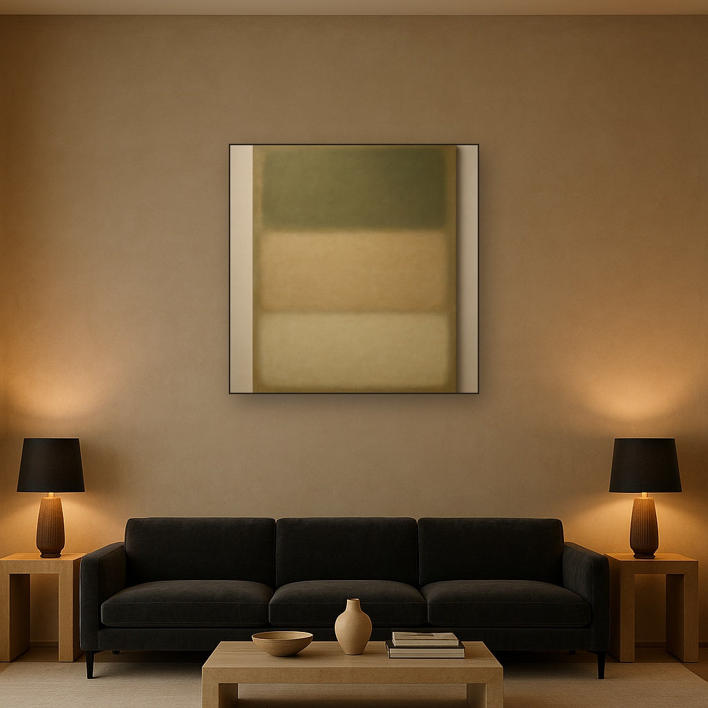 Sage Olive & Pale Sandstone Minimalist Harmony No. 22 Oil Painting - View 2