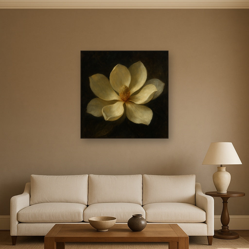 Magnolia Blossom in Quiet Chiaroscuro No. 6 Fine Art Oil Painting - View 2