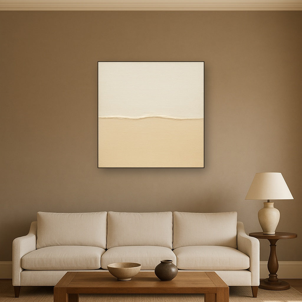 Minimalist White Horizon Band No. 7 - Modern Fine Art Oil Painting - View 2