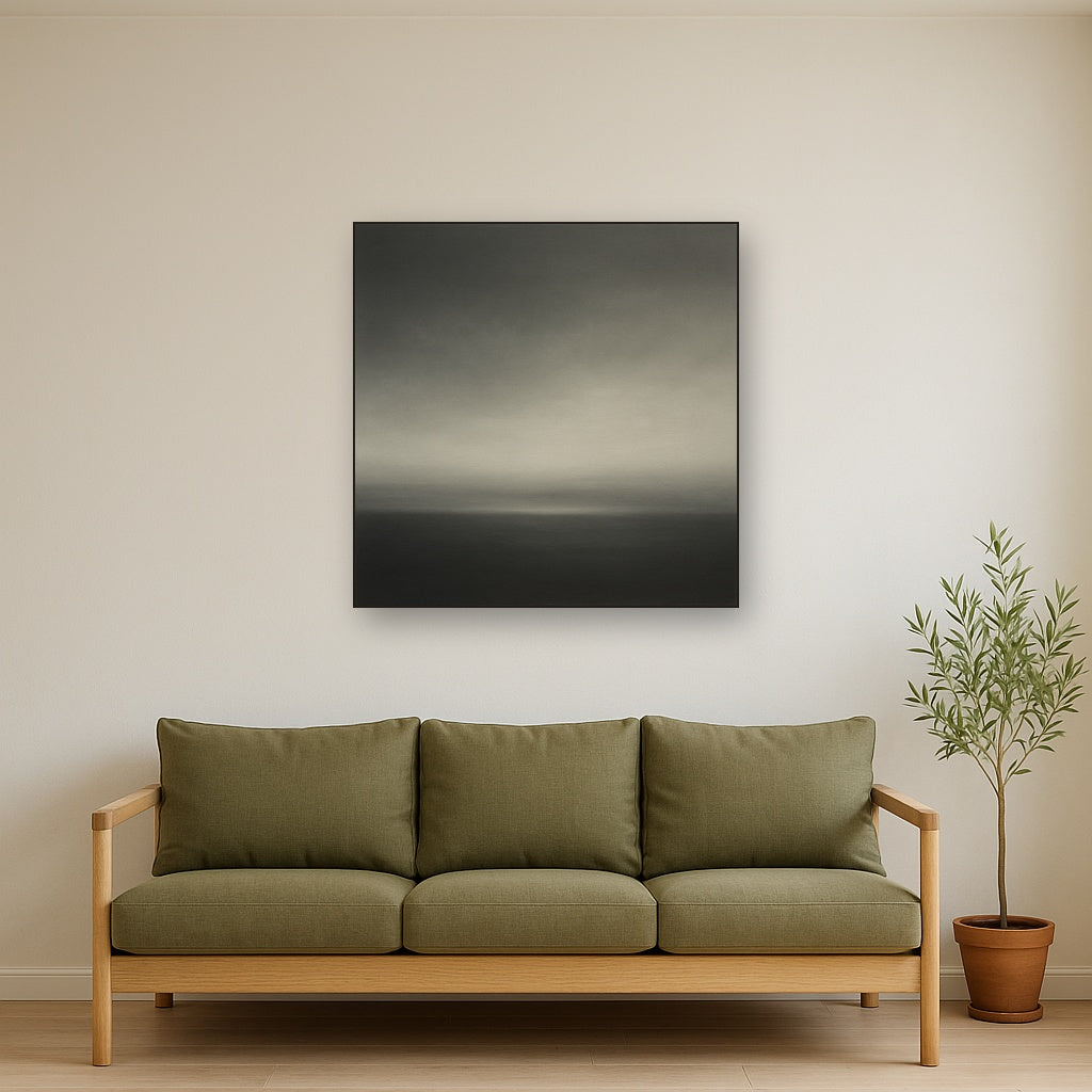 Monochrome Charcoal Drift & Soft Sfumato Horizon No. 25 Oil Painting - View 2
