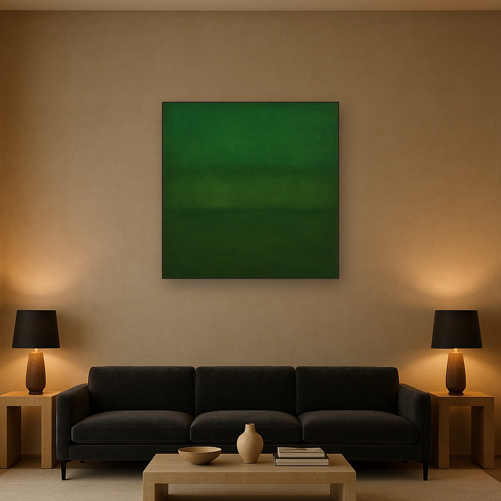 Forest Emerald & Deep Moss Contemplative Field No. 3 Oil Painting - View 2