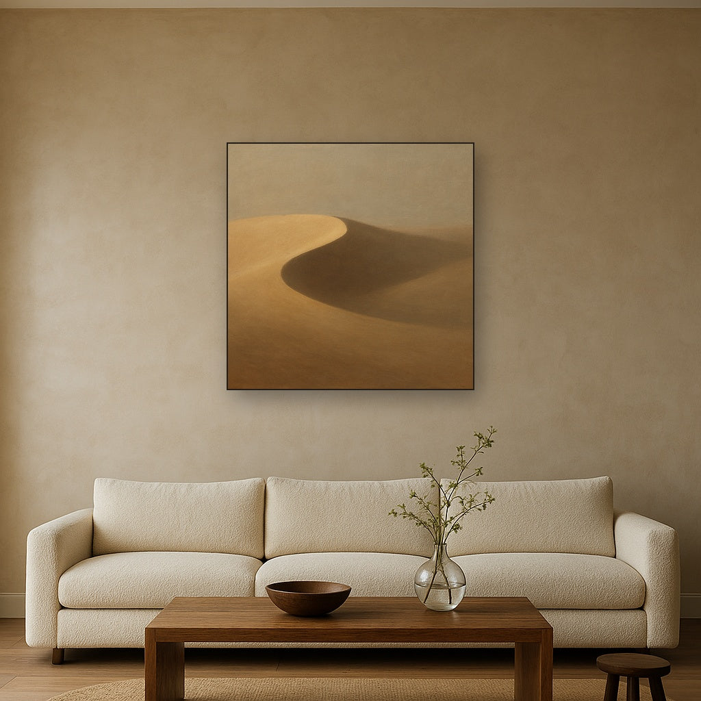 Muted Desert Dune Geometry No. 8 - Modern Fine Art Oil Painting - View 2