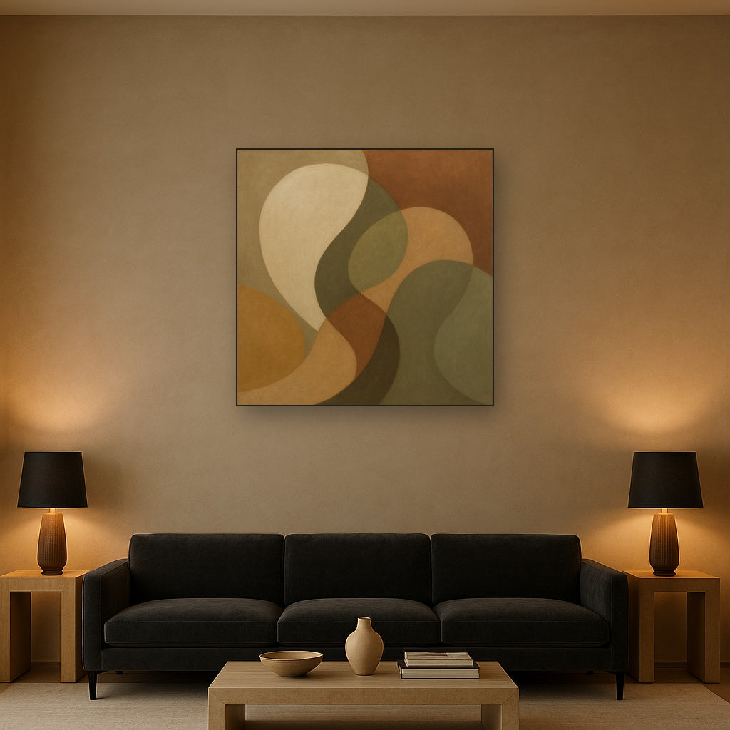 Organic Curved Shapes in Neutral Earth Pigments No. 7 Fine Art Oil Painting - View 2