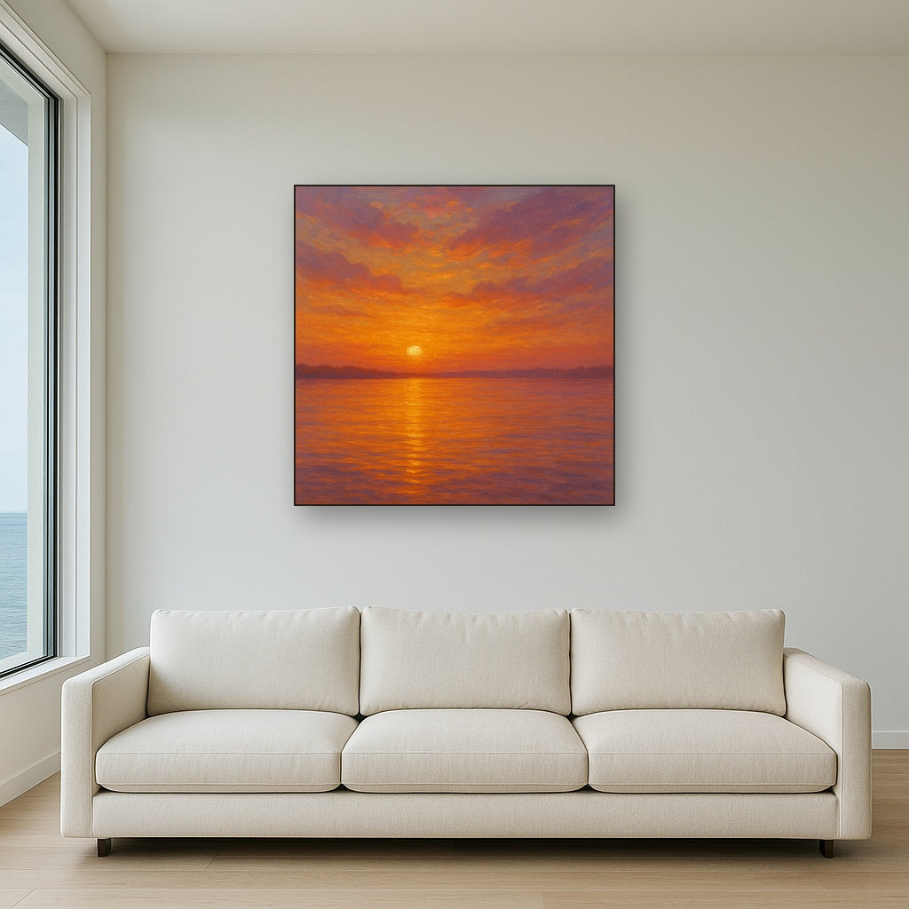 Sunset Glow on Warm Tidal Basin Waters No. 5 Fine Art Oil Painting - View 2