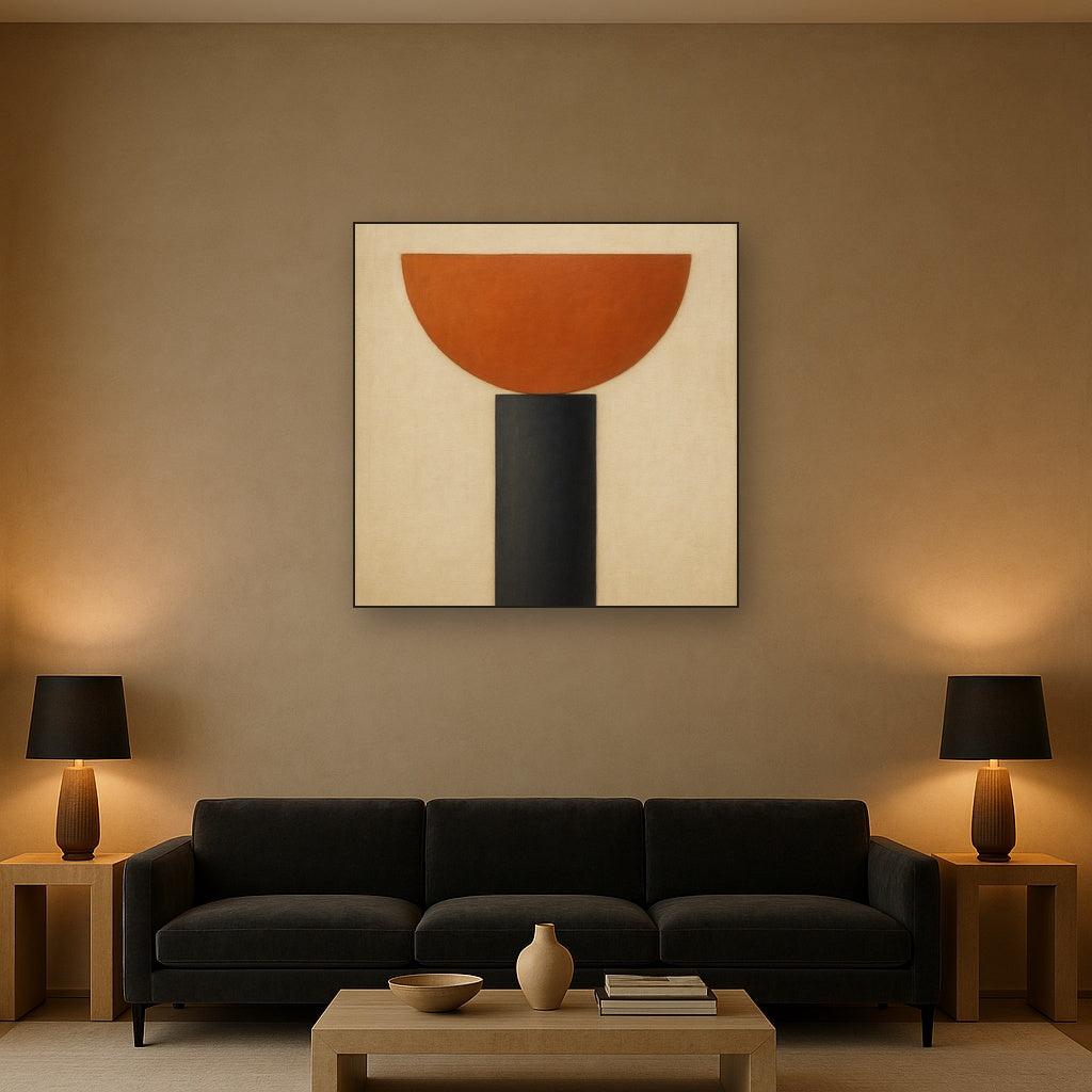 Semicircle Horizon & Minimalist Pillar No. 19 Oil Painting - View 2