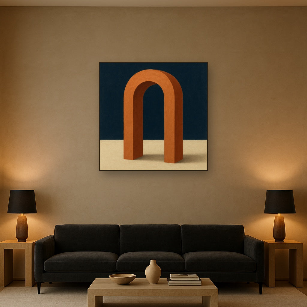 Terracotta Clay & Cream Arch No. 4 - Modern Fine Art Oil Painting - View 2