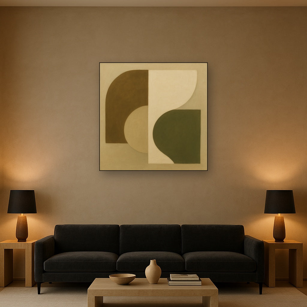 Minimalist Asymmetrical Balance in Raw Umber No. 11 Oil Painting - View 2