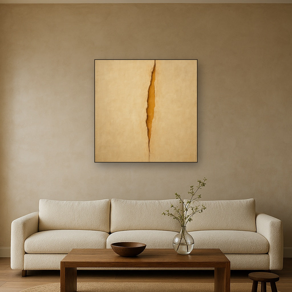Tactile Stucco & Ochre Rift No. 9 - Modern Fine Art Oil Painting - View 2
