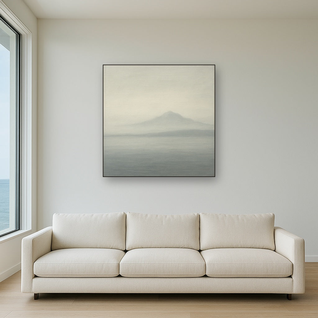 Misty Fjord & Low Clouds No. 7 - Modern Fine Art Oil Painting - View 2