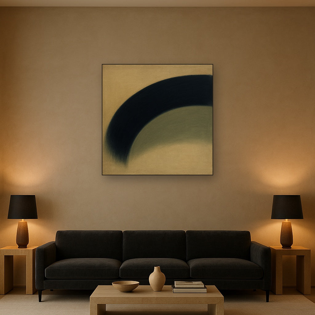 Navy Indigo & Warm Sand Sweep No. 2 - Modern Fine Art Oil Painting - View 2