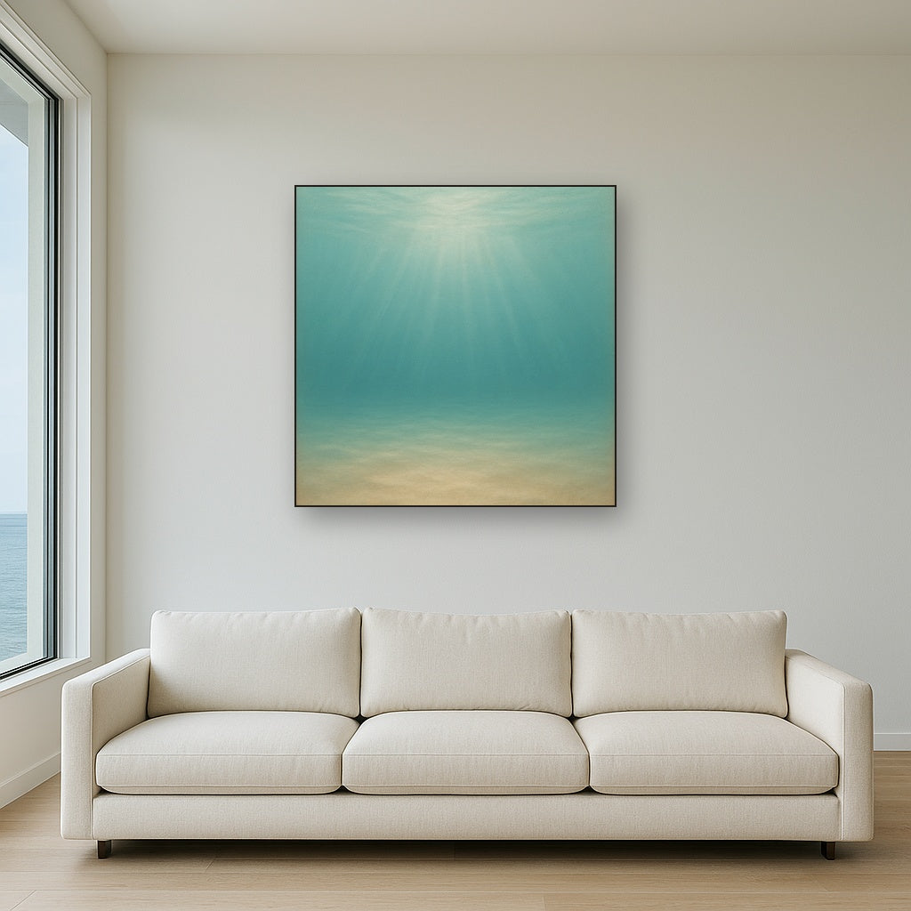 Minimalist Aquamarine Reef Void No. 10 - Modern Fine Art Oil Painting - View 2