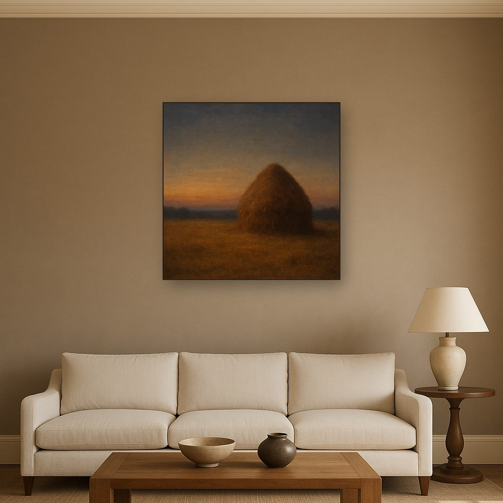 Dusk Horizon over Weathered Haystack No. 8 Oil Painting - View 2