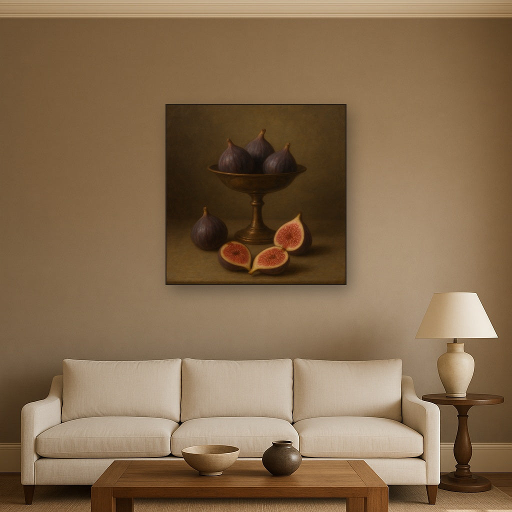 Ripe Figs & Bronze Compote Still Life No. 7 Oil Painting - View 2