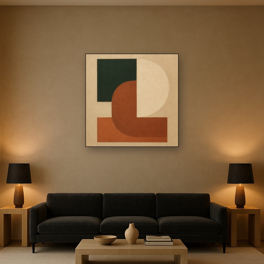 Forest Emerald & Chalk Interlock No. 6 - Modern Fine Art Oil Painting - View 2