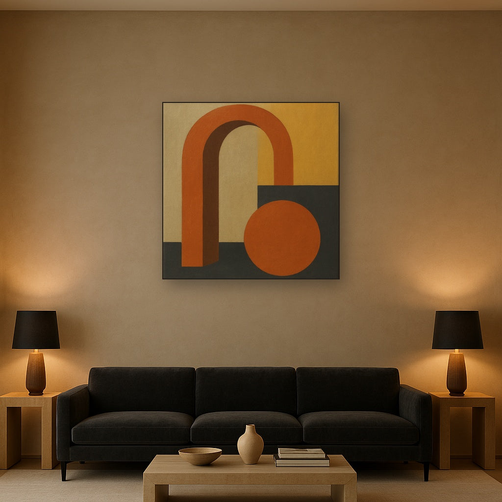 Bauhaus Archway & Terracotta Semicircle Suite No. 14 Fine Art Oil Painting - View 2