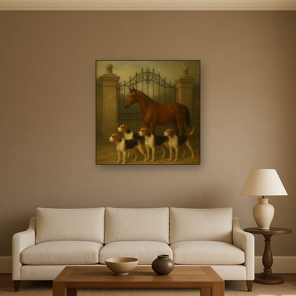 Hunting Hounds & Thoroughbred by Estate Gate No. 20 Oil Painting - View 2