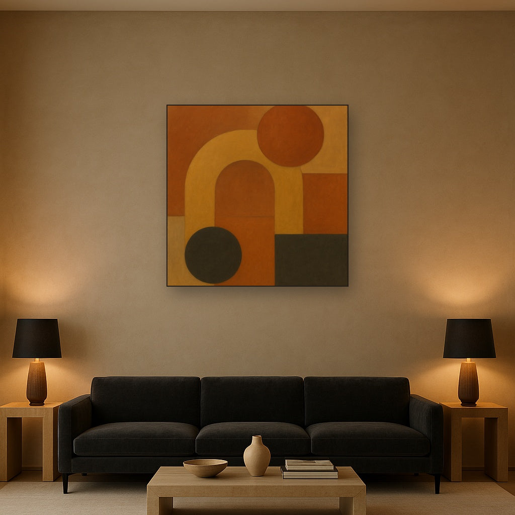 Arch & Circle Equilibrium in Warm Earth Tones No. 7 Oil Painting - View 2