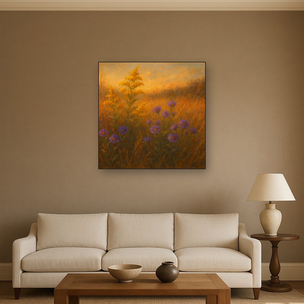 Goldenrod & Autumn Asters in Rustic Meadow No. 2 Fine Art Oil Painting - View 2