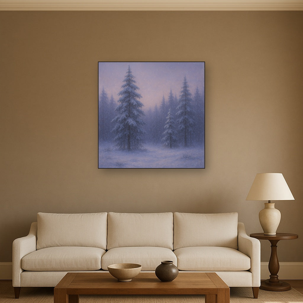 Quiet Pine Forest in Gentle Twilight Snow No. 9 Oil Painting - View 2