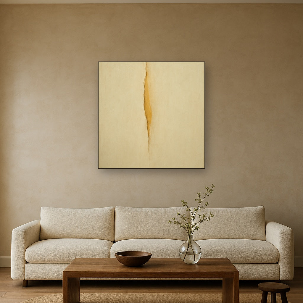 Tactile Stucco & Ochre Rift No. 9 - Modern Fine Art Oil Painting - View 2