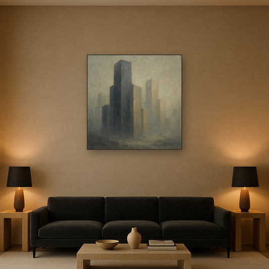 Monolithic Forms in Slate & Alabaster Oil Painting - View 2