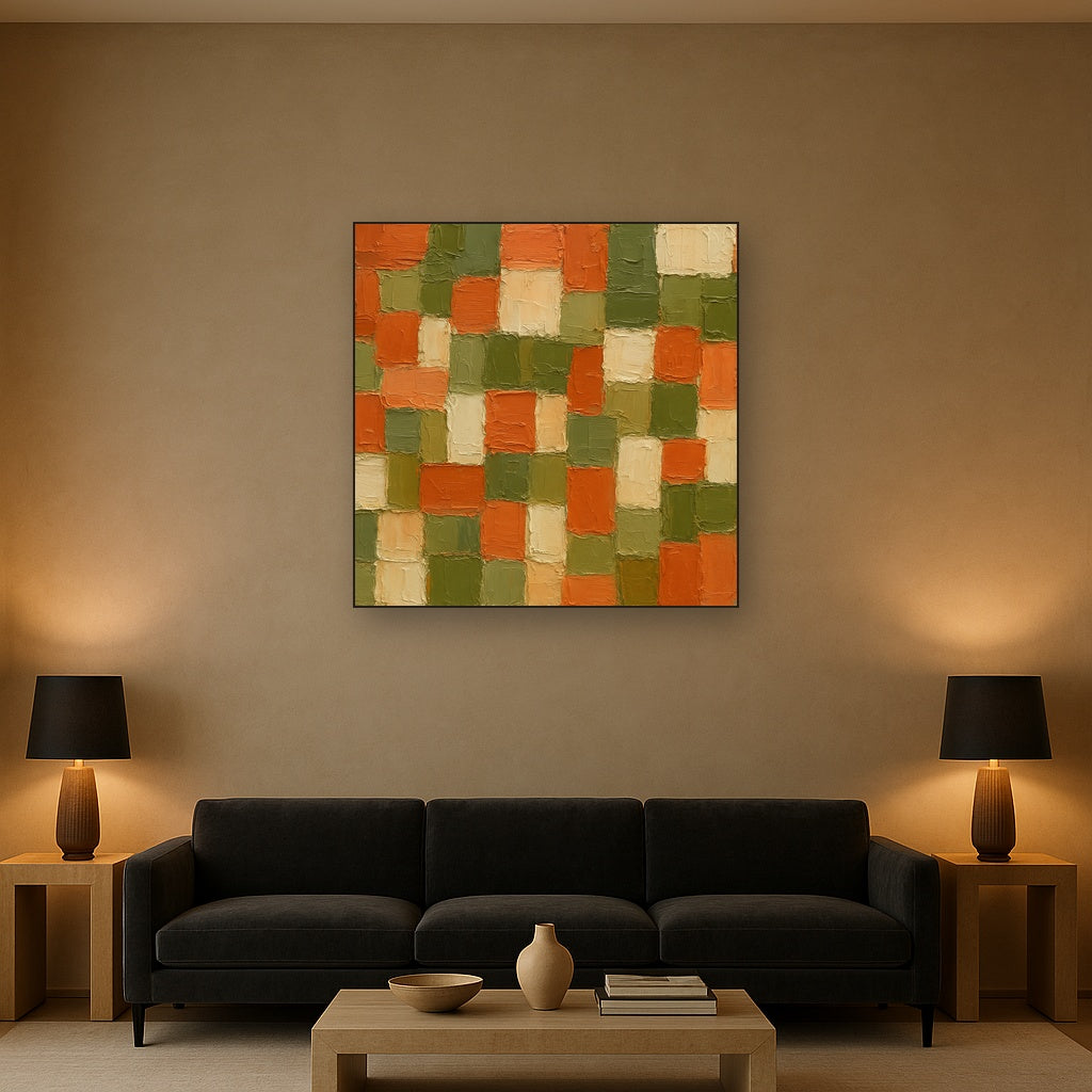 Terrazzo Cadence Horizontal Abstract Oil Painting - View 2