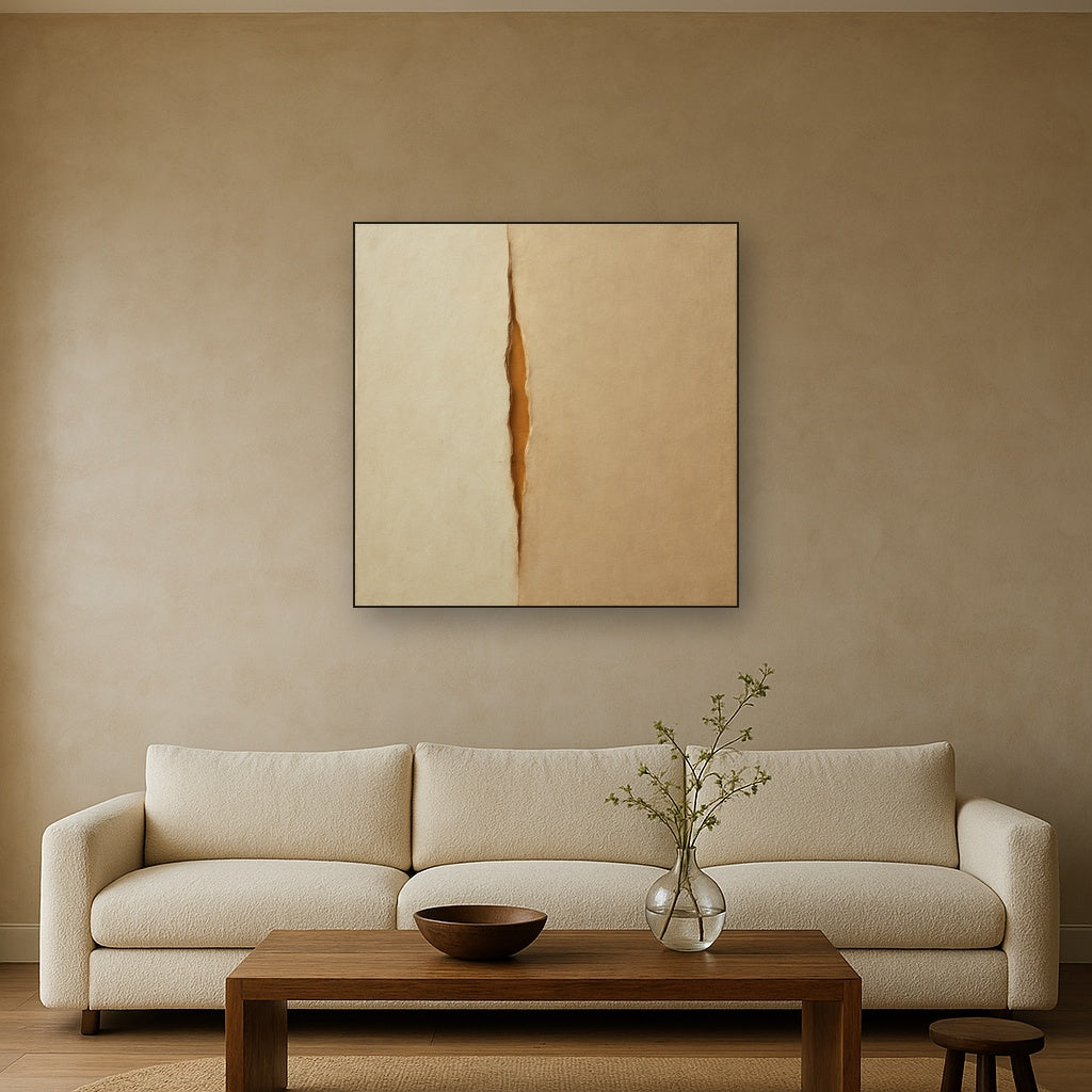 Tactile Stucco & Ochre Rift No. 9 - Modern Fine Art Oil Painting - View 2