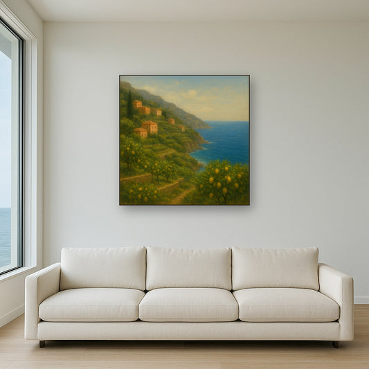 Italian Amalfi Coastline Terraces & Lemon Grove No. 6 Oil Painting - View 2
