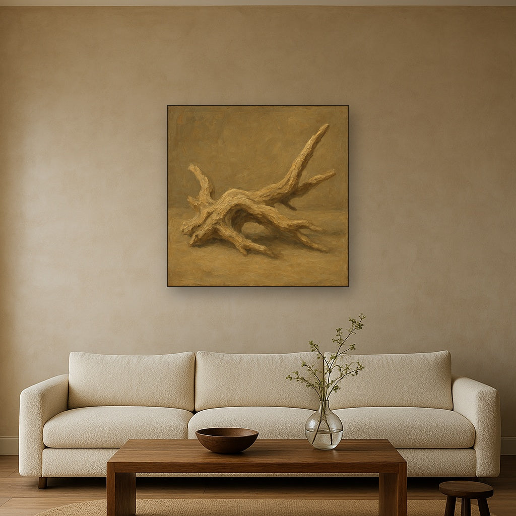 Sun-Bleached Driftwood Study Wabi-Sabi Oil Painting - View 2