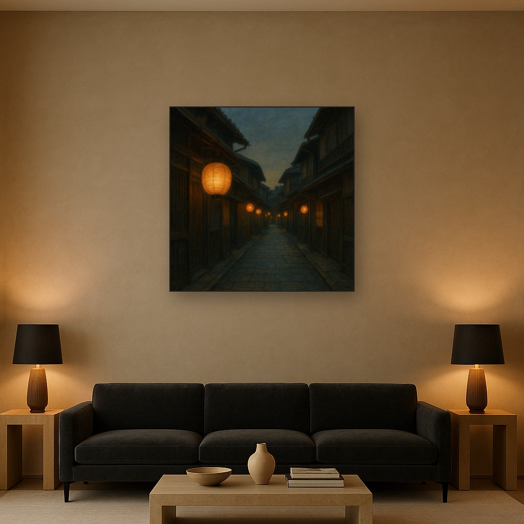 Old Kyoto Gion Alley in Soft Lantern Light No. 20 Oil Painting - View 2