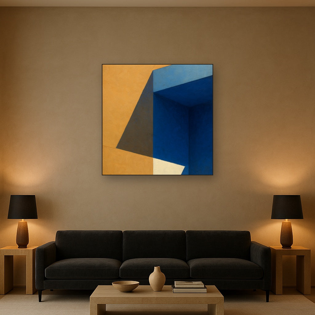 Sun & Shadow Architectural Facade Geometry No. 8 Fine Art Oil Painting - View 2
