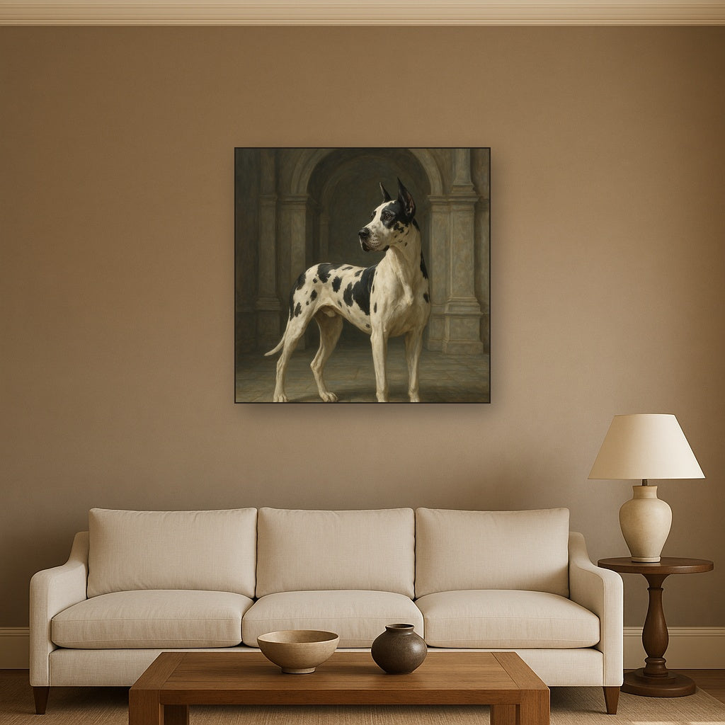 Regal Great Dane in Grand Architectural Hall No. 7 Fine Art Oil Painting - View 2
