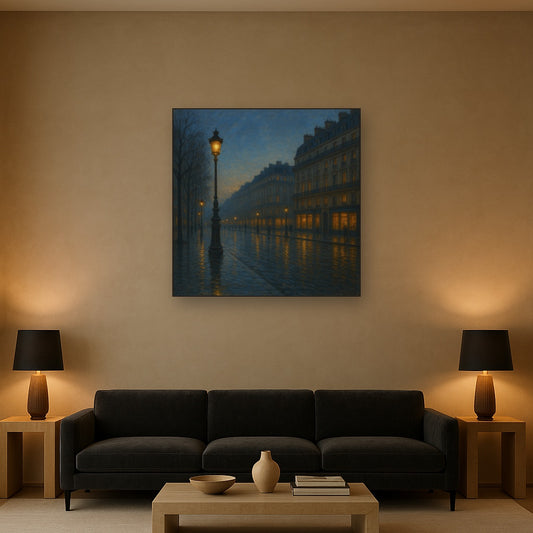 Rainy Parisian Boulevard at Twilight No. 2 Oil Painting - View 2