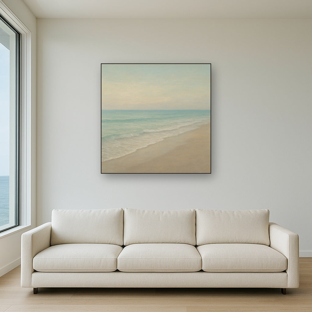 Tranquil Morning Tide over Soft Sand Beach No. 4 Fine Art Oil Painting - View 2