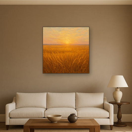 Golden Prairie Grasses at Dawn Oil Painting - View 2