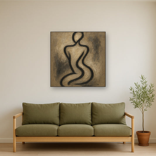 Fluid Form Single Stroke Line Art Oil Painting - View 2