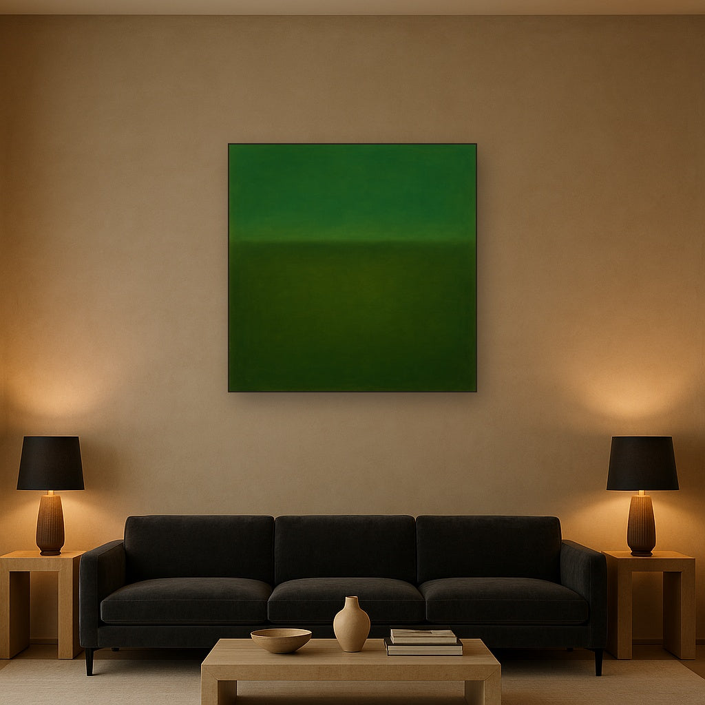 Forest Emerald & Deep Moss Contemplative Field No. 19 Oil Painting - View 2