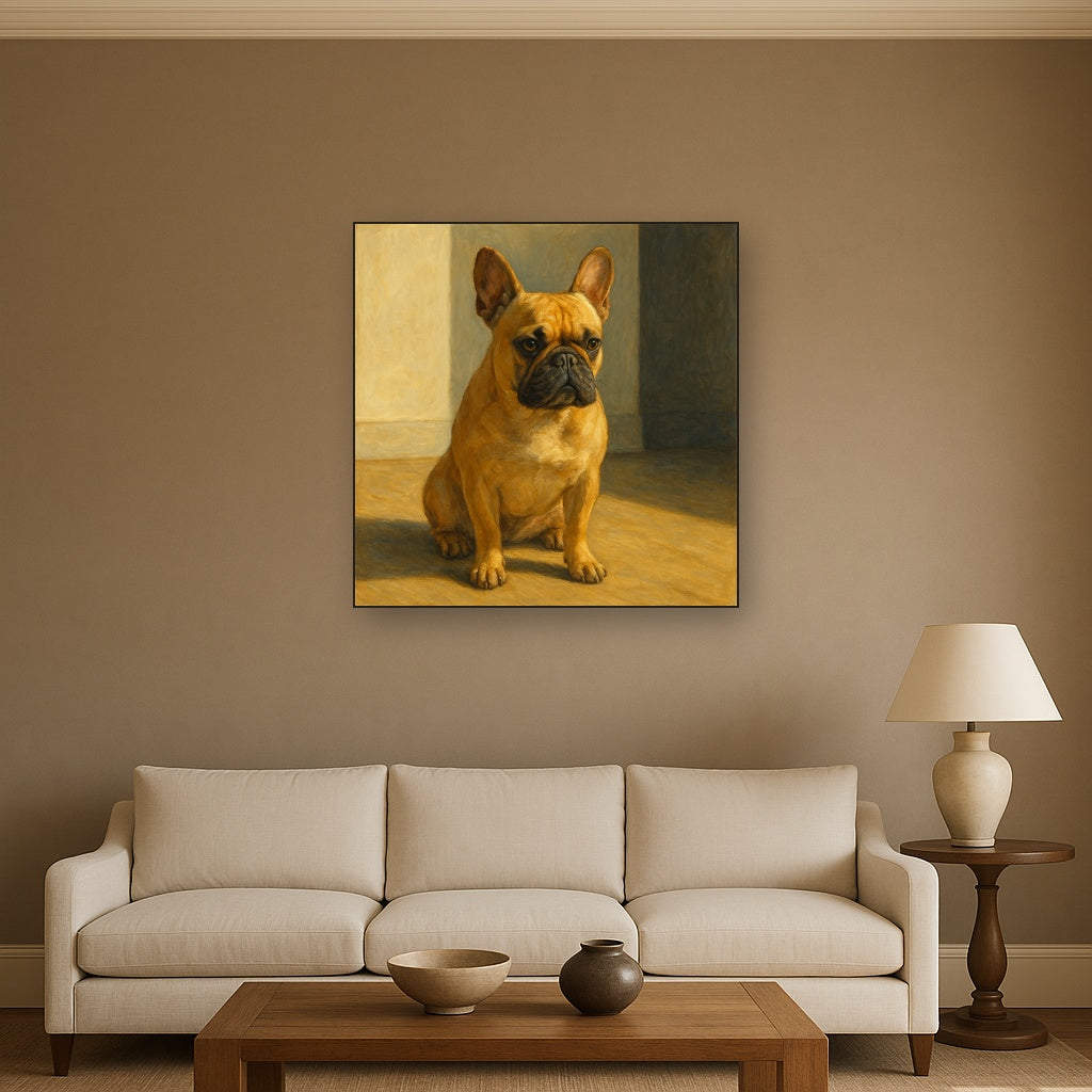 French Bulldog in Sunlit Minimalist Studio No. 11 Fine Art Oil Painting - View 2