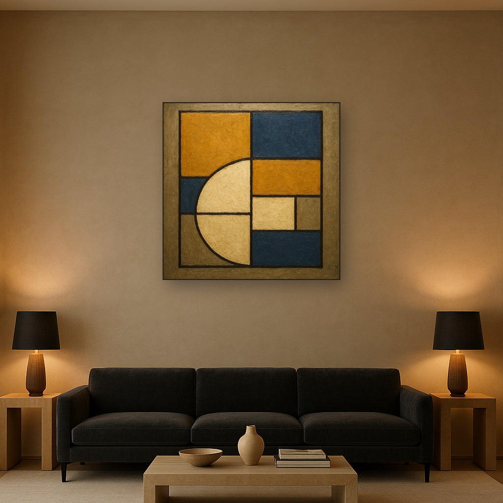 Bauhaus Geometric Balance No. 1 No. 7 Oil Painting - Styled in Modern Living Room