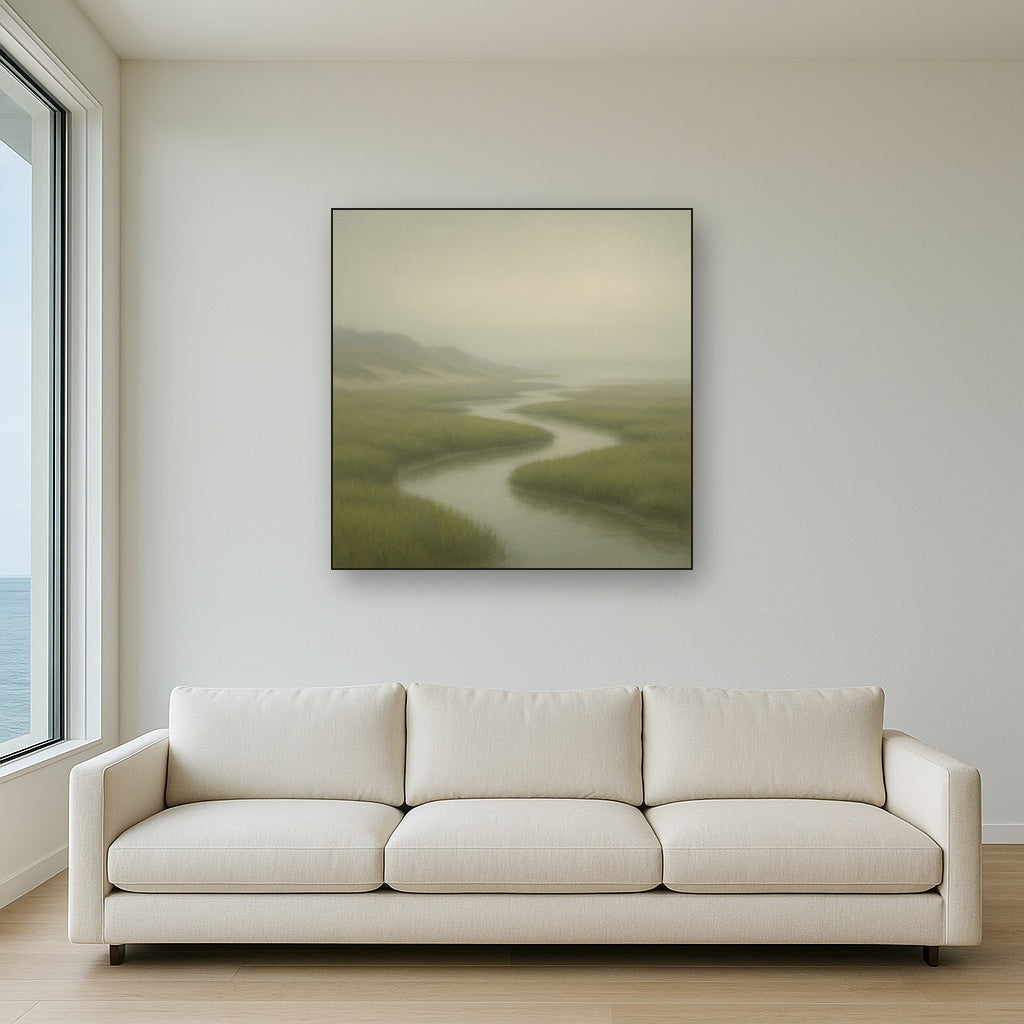 Morning Fog over Cape Cod Tidal Marsh No. 12 Oil Painting - View 2